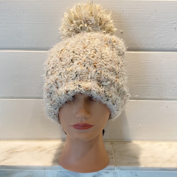 Mixit Chunky Ivory Tweed Pompom Scarf and Hat - Picture 5 of 11